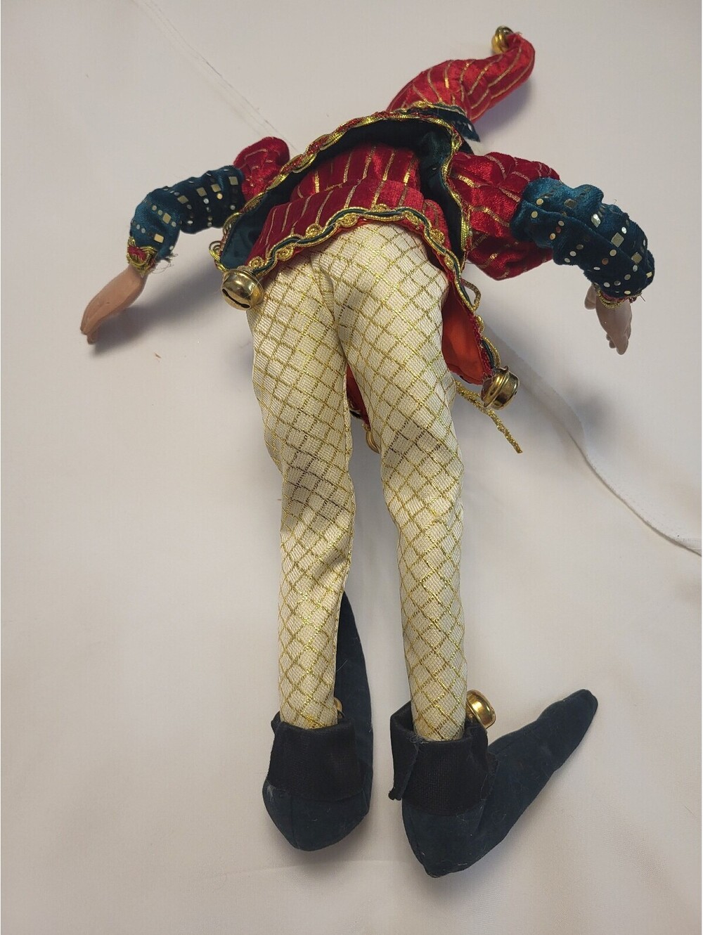 Vintage Jester Elf Doll with Velvet and Gold Trim Costume 22x11.5